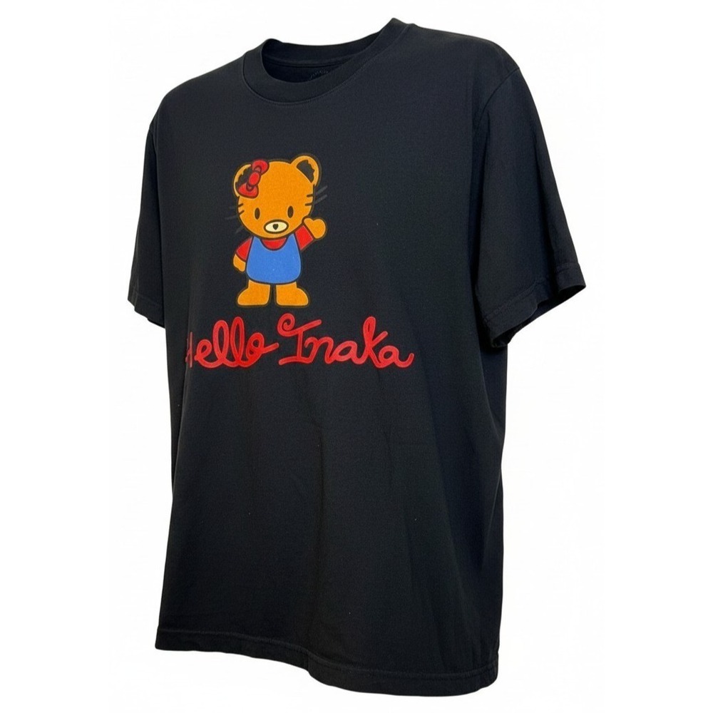Inaka Power Hello Inaka Tee Small Black Hello Kitty Parody Gymwear Streetwear